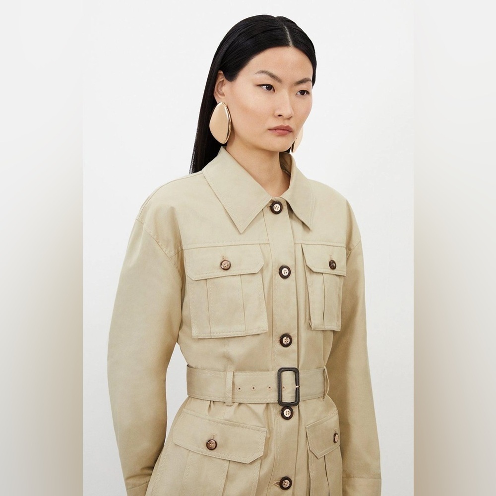 Karen Millen Tailored Cargo Pocket Belted Safari Jacket